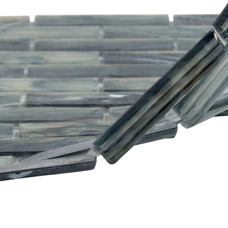 Night Black Polished Glass Mosaic Wall Tile