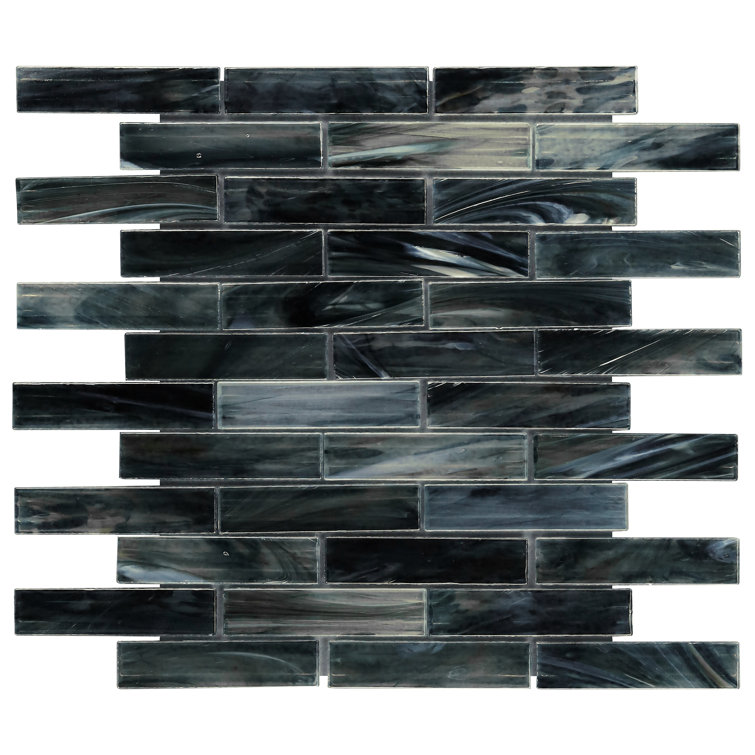 Night Black Polished Glass Mosaic Wall Tile