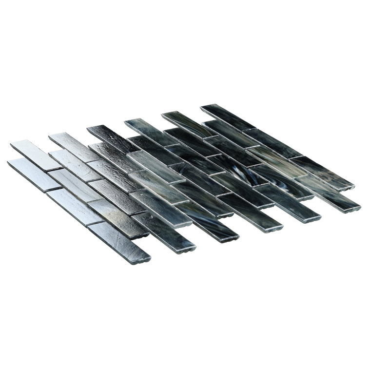 Night Black Polished Glass Mosaic Wall Tile