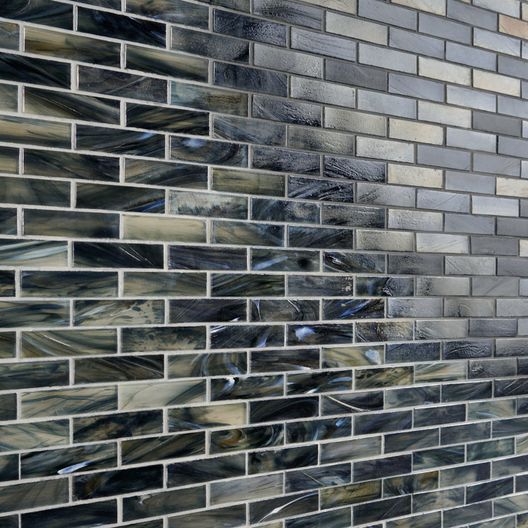 Night Black Polished Glass Mosaic Wall Tile