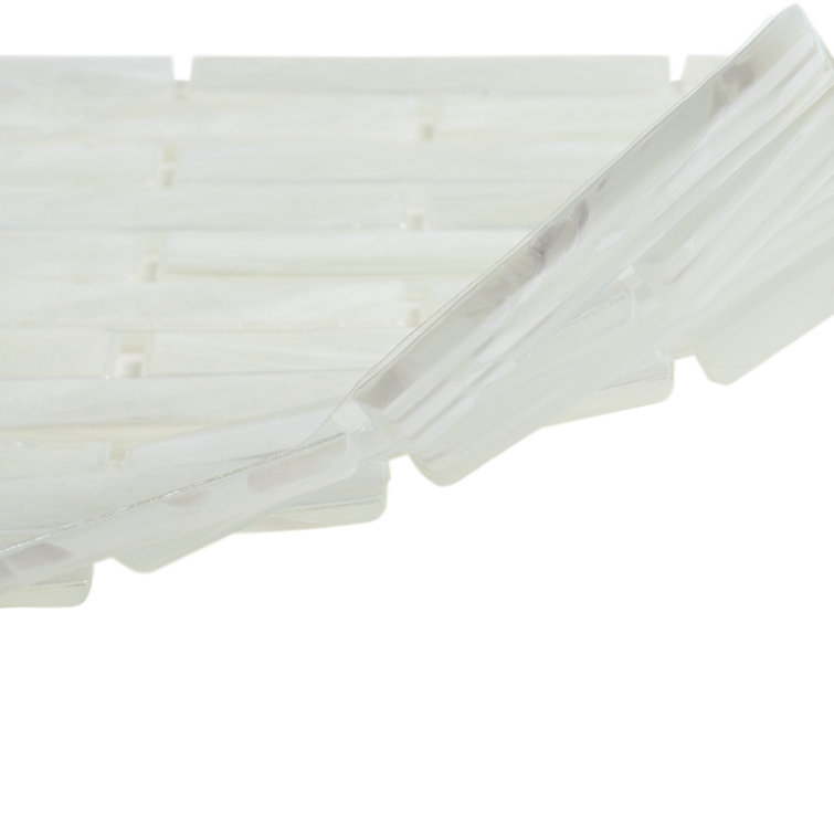 Amber Pearl White Polished Glass Mosaic Wall Tile