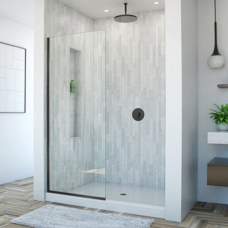 Linea 34" Black Frameless Rectangular Shower Screen