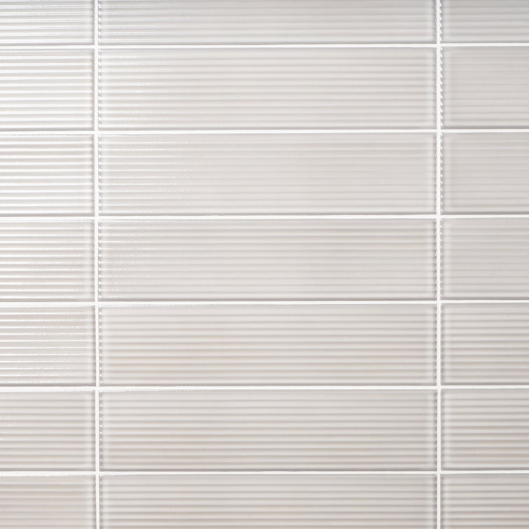 Stacy Garcia Olimar Grooved 4" x 16" Polished Gray Porcelain Subway Wall Tile
