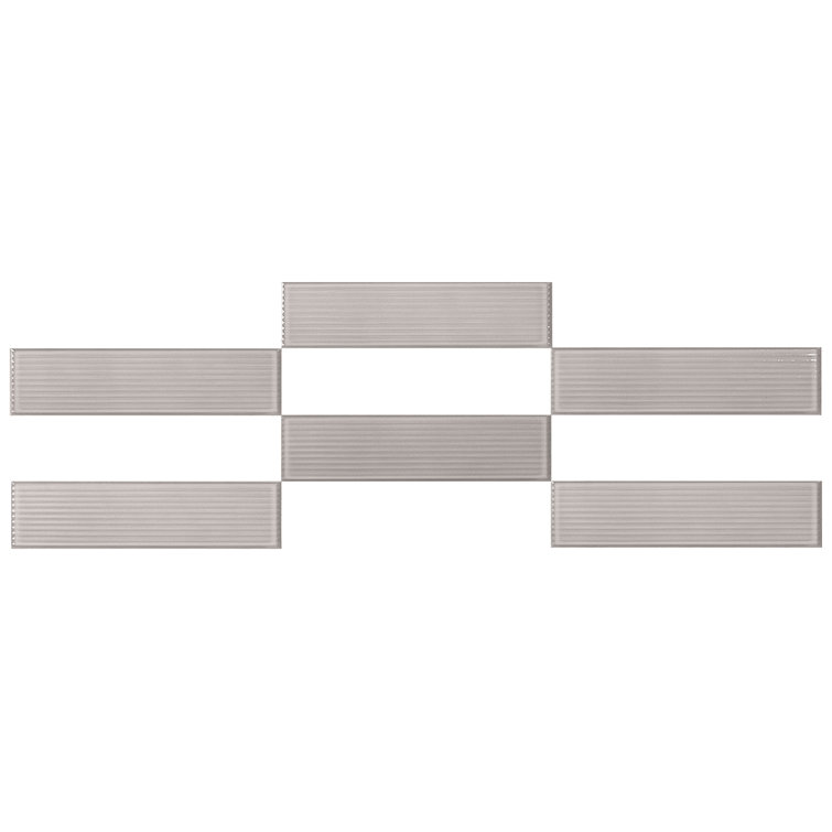 Stacy Garcia Olimar Grooved 4" x 16" Polished Gray Porcelain Subway Wall Tile