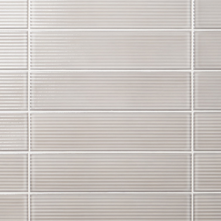 Stacy Garcia Olimar Grooved 4" x 16" Polished Gray Porcelain Subway Wall Tile