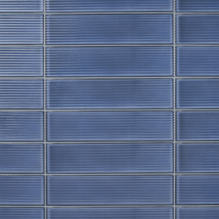 Stacy Garcia Blue Polished Porcelain Subway Wall Tile 4" x 16"