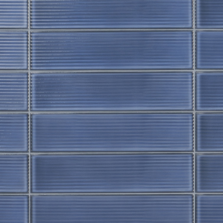 Stacy Garcia Blue Polished Porcelain Subway Wall Tile 4" x 16"