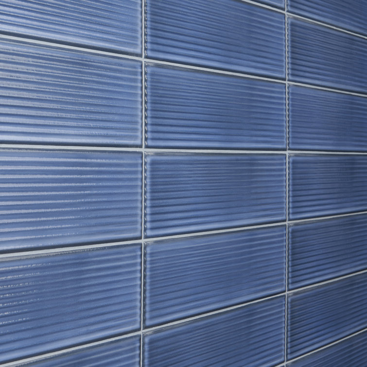 Stacy Garcia Blue Polished Porcelain Subway Wall Tile 4" x 16"