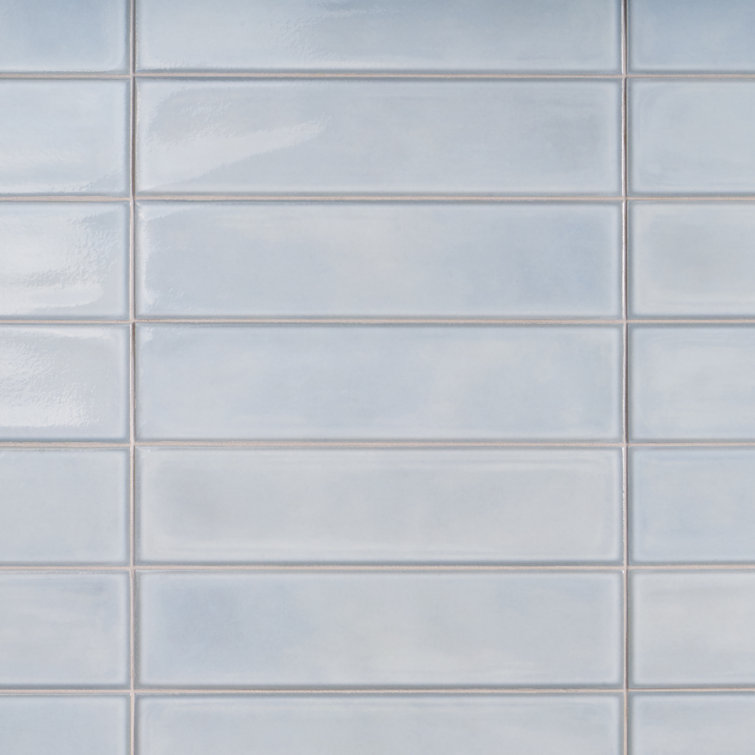 Azure Polished Porcelain Subway Wall Tile 3.93 x 15.74 in
