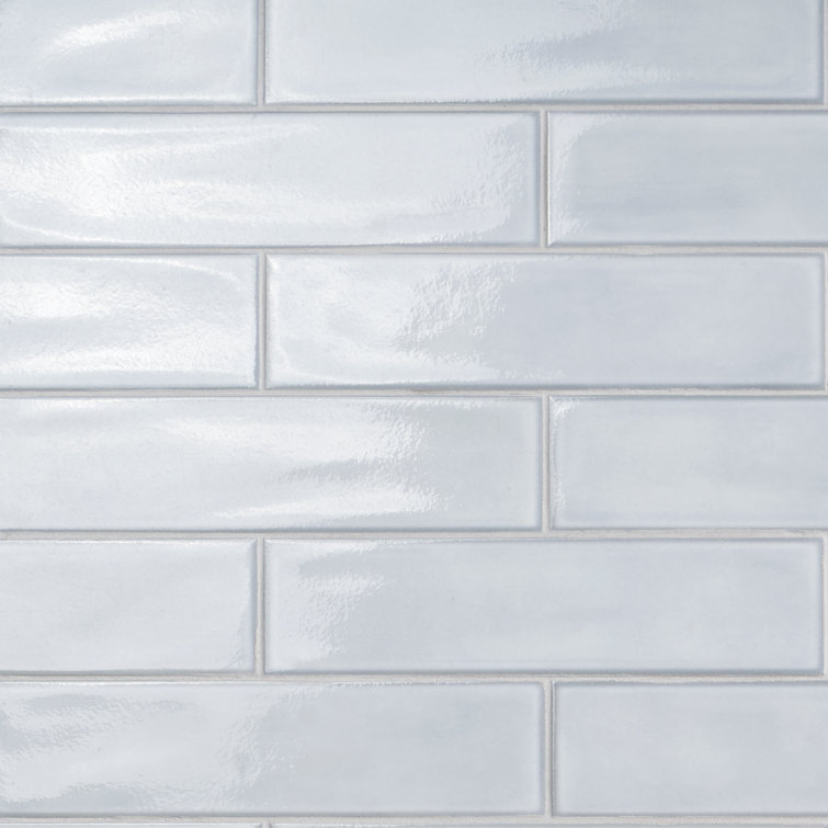 Azure Polished Porcelain Subway Wall Tile 3.93 x 15.74 in