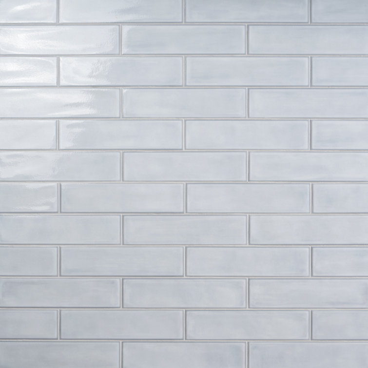Azure Polished Porcelain Subway Wall Tile 3.93 x 15.74 in