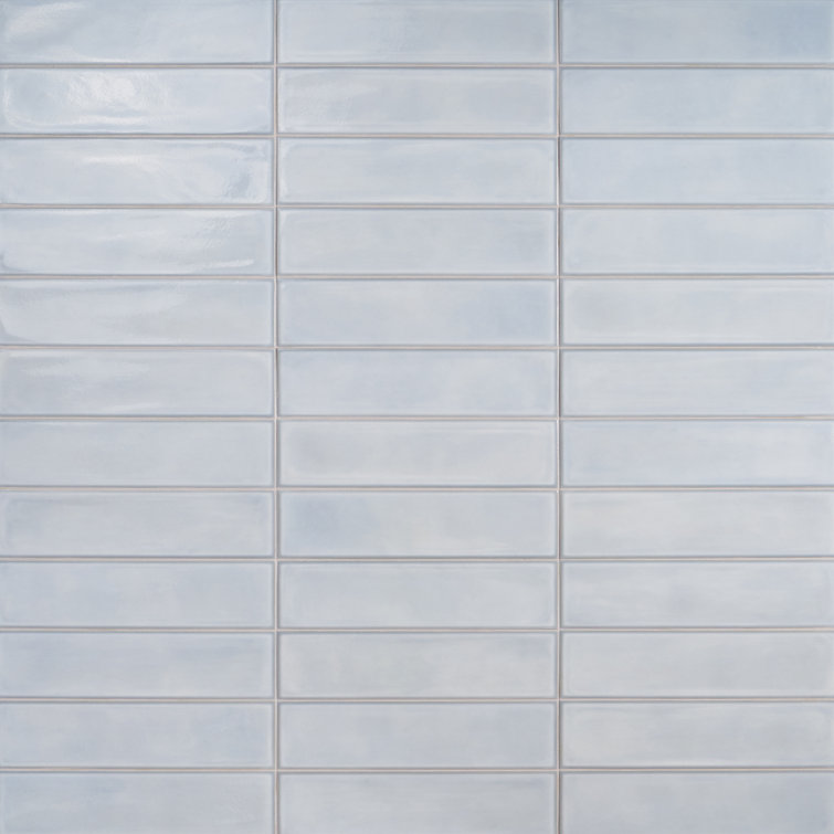 Azure Polished Porcelain Subway Wall Tile 3.93 x 15.74 in