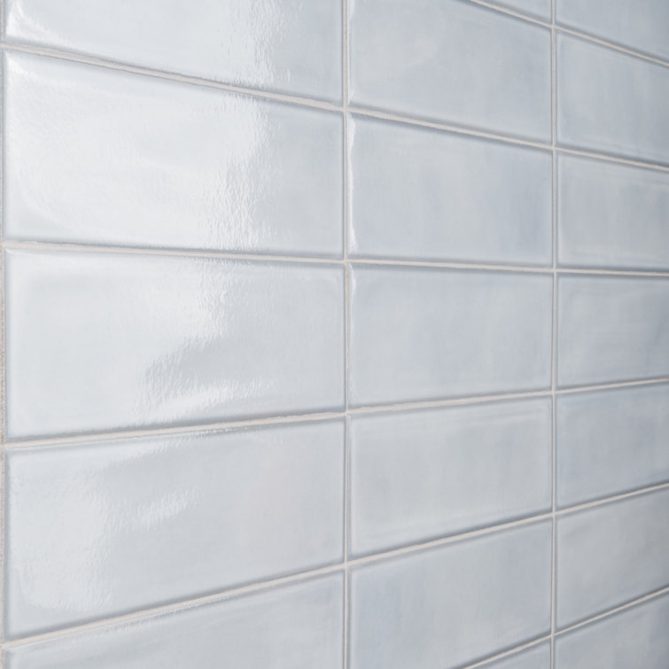 Azure Polished Porcelain Subway Wall Tile 3.93 x 15.74 in