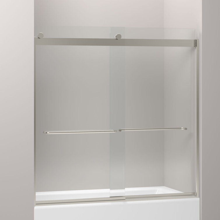 Levity 60" Nickel Frameless Sliding Tub Door with Clear Glass
