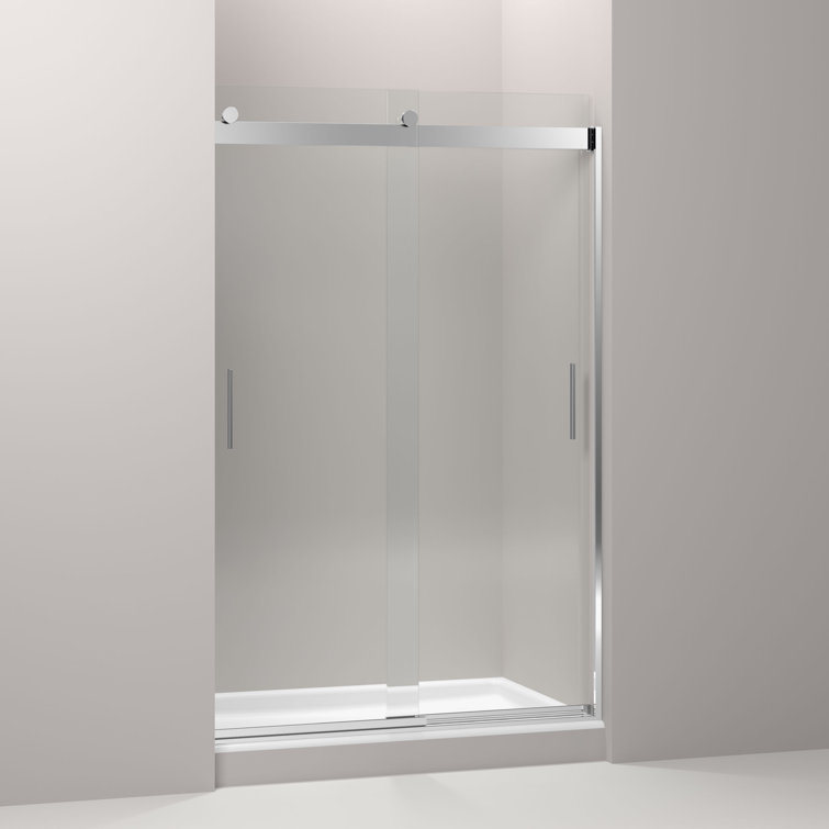 Levity Silver and Clear Glass Sliding Shower Door