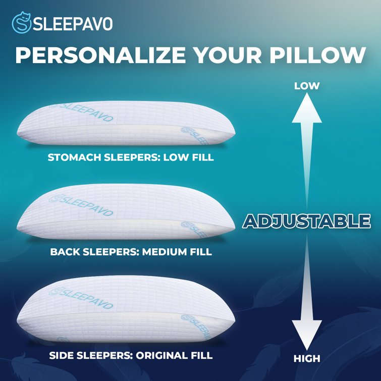Queen Size Shredded Memory Foam Bed Pillows - 2 Pack Extra Firm Pillows (Set of 2)