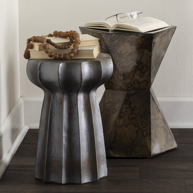 Cosmic Rustic Patina Iron Prism Side Table 19"x16.5"