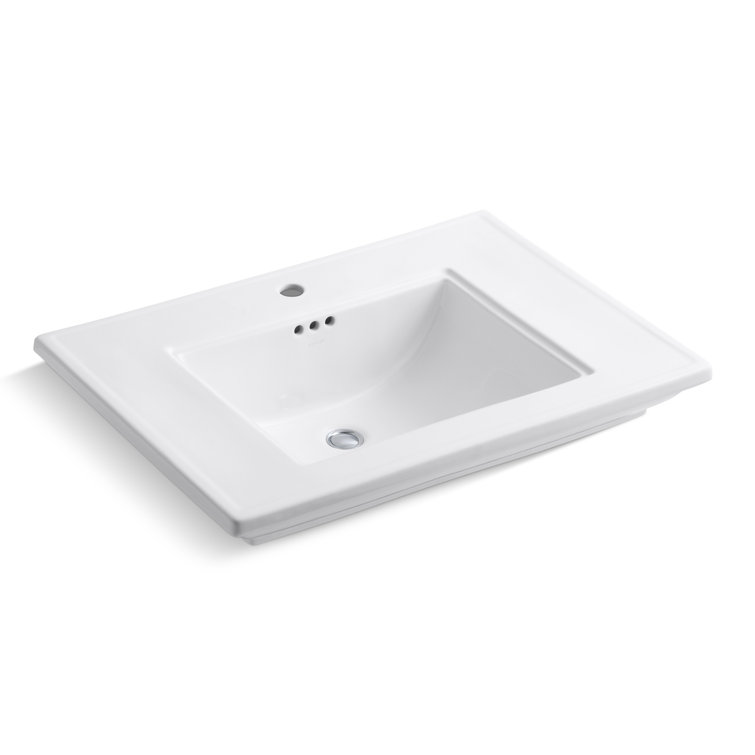 White Ceramic Rectangular Console Table Bathroom Sink