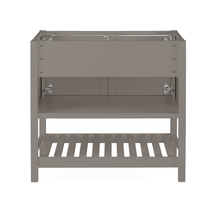 Gray Pine Freestanding Vanity Cabinet with Open Shelf