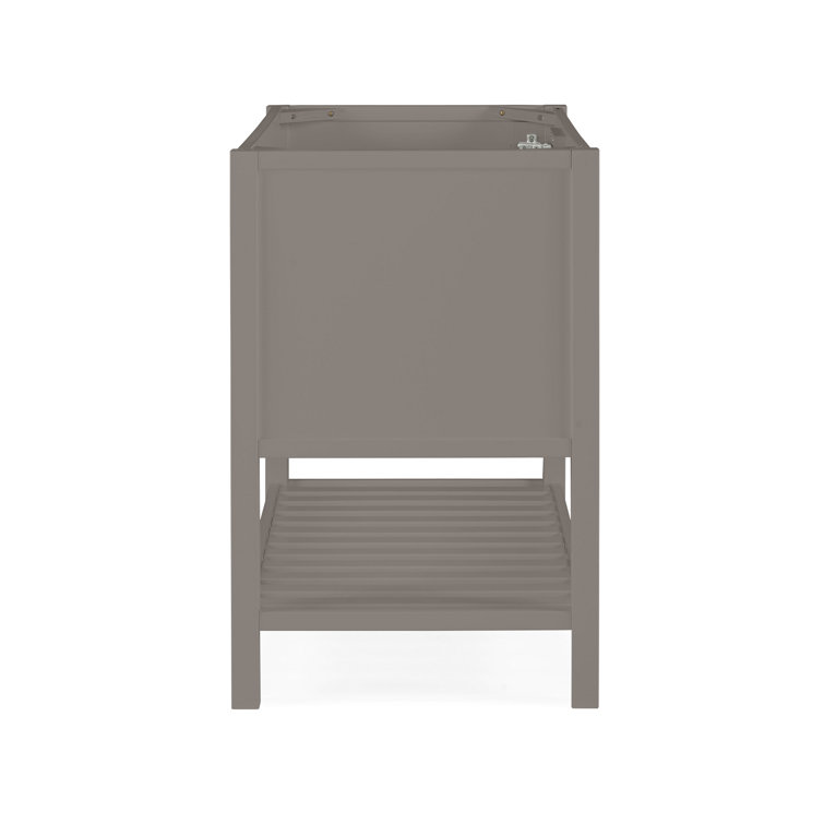 Gray Pine Freestanding Vanity Cabinet with Open Shelf