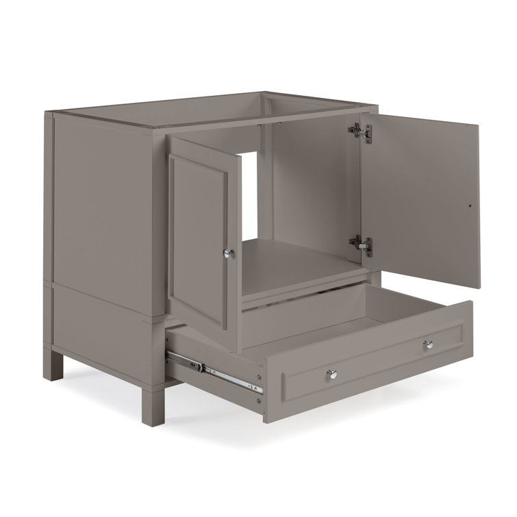 Gray 36" Freestanding Double Door Vanity Cabinet with Nickel Hardware