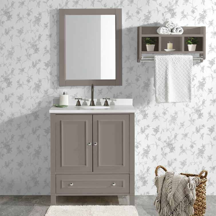 Gray 30-Inch Freestanding Bathroom Vanity with Soft-Close Doors
