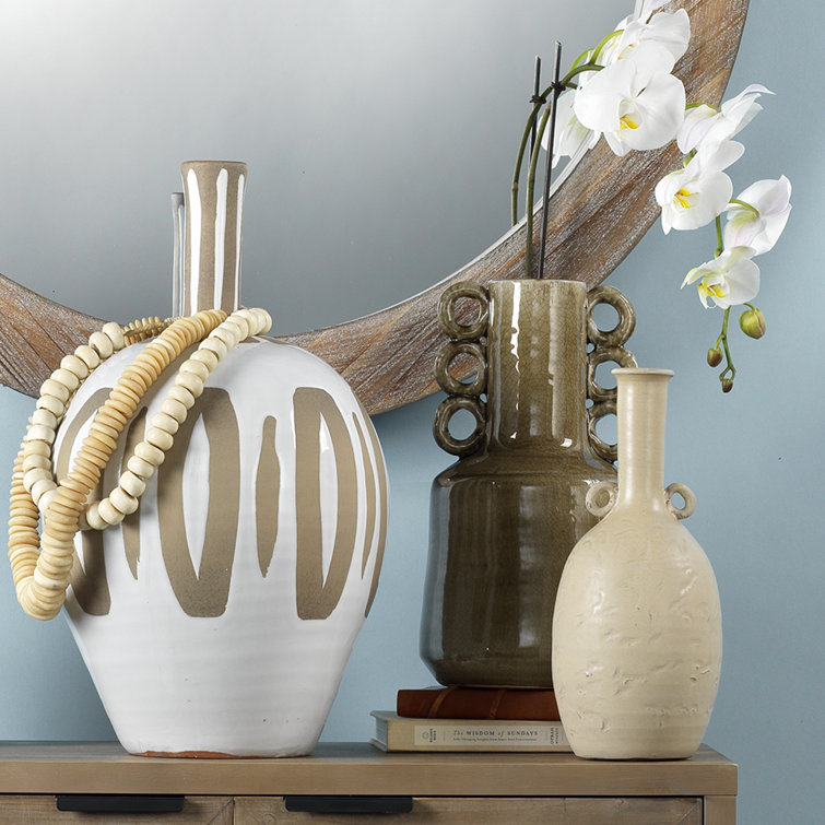 Handmade Beige Ceramic Decorative Table Vase
