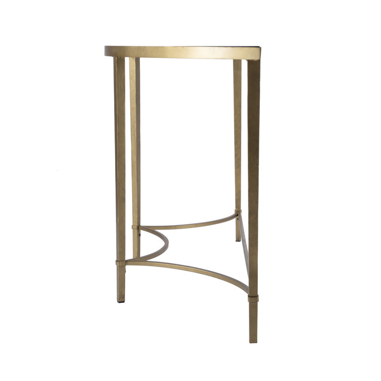 Elegant Monica Gold Metal & Glass Demilune Console Table