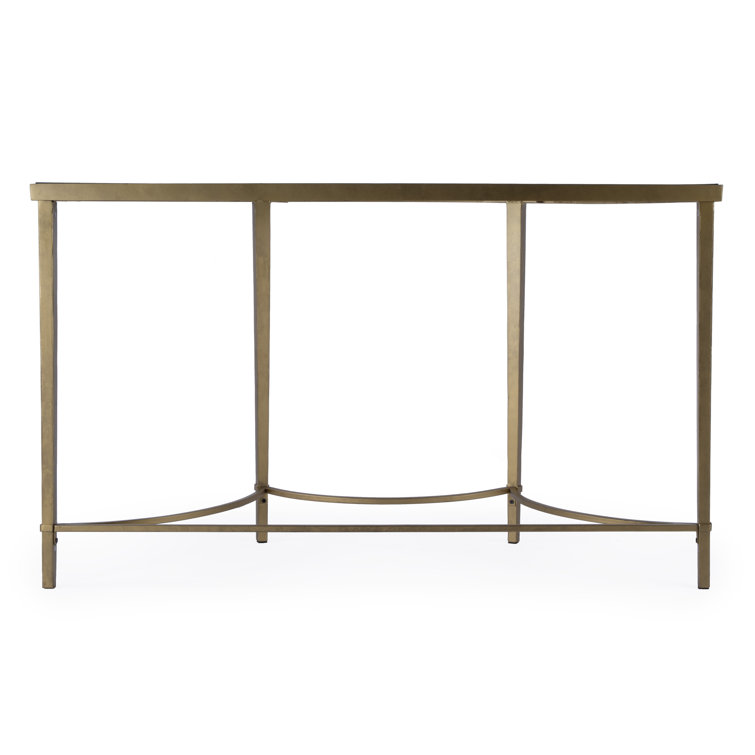 Elegant Monica Gold Metal & Glass Demilune Console Table