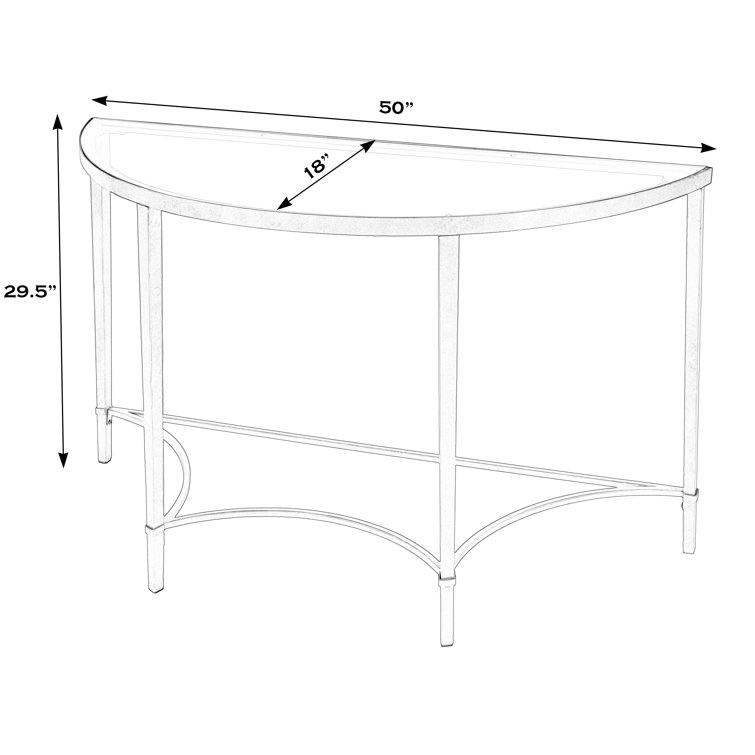 Elegant Monica Gold Metal & Glass Demilune Console Table