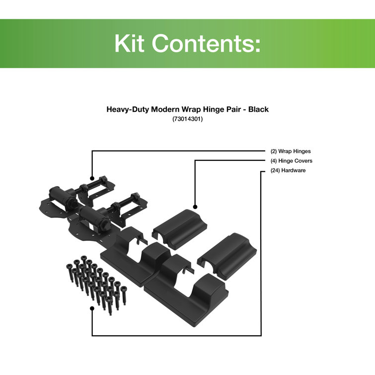 Heavy-Duty Black Wrap Hinge for Gates