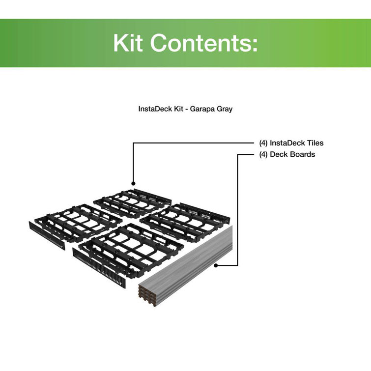 Gray Composite Water-Resistant Outdoor Interlocking Deck Kit
