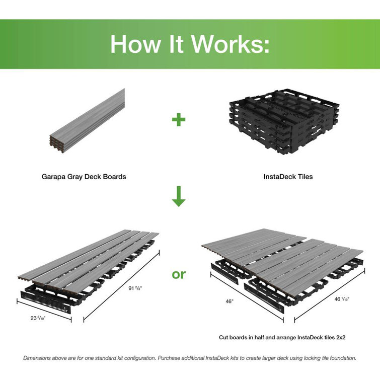 Gray Composite Water-Resistant Outdoor Interlocking Deck Kit