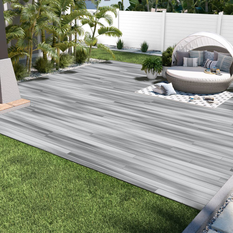 Gray Composite Water-Resistant Outdoor Interlocking Deck Kit