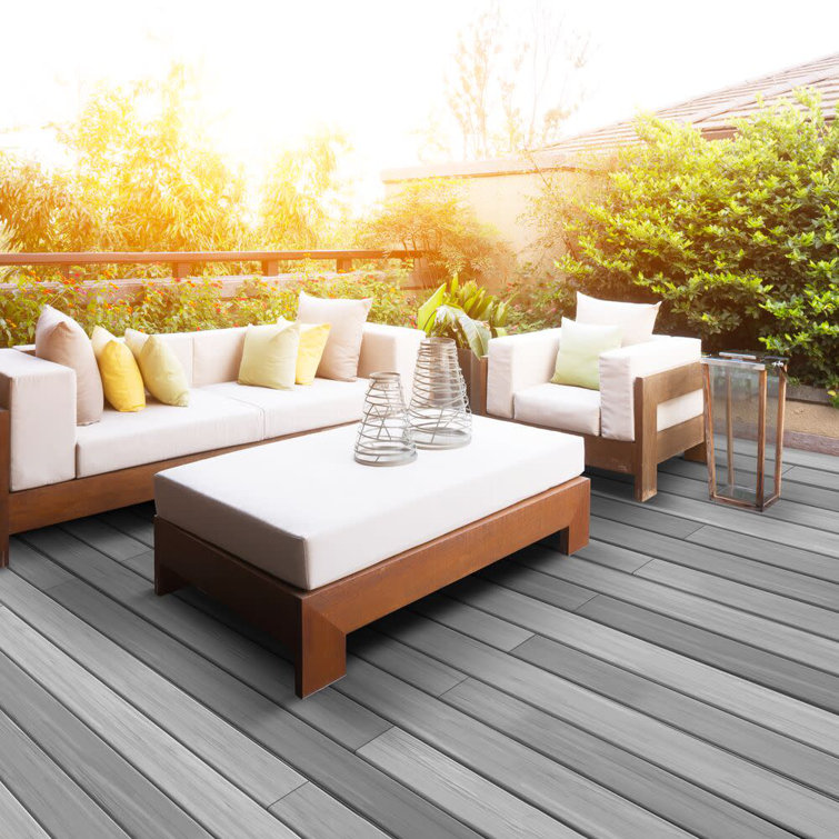 Gray Composite Water-Resistant Outdoor Interlocking Deck Kit