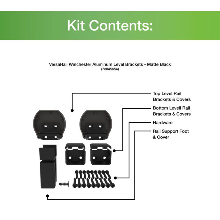 Matte Black Aluminum Rail Line Bracket Kit, 4 Pieces