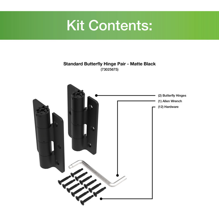 Matte Black Self-Closing Butterfly Gate Hinges with Screws