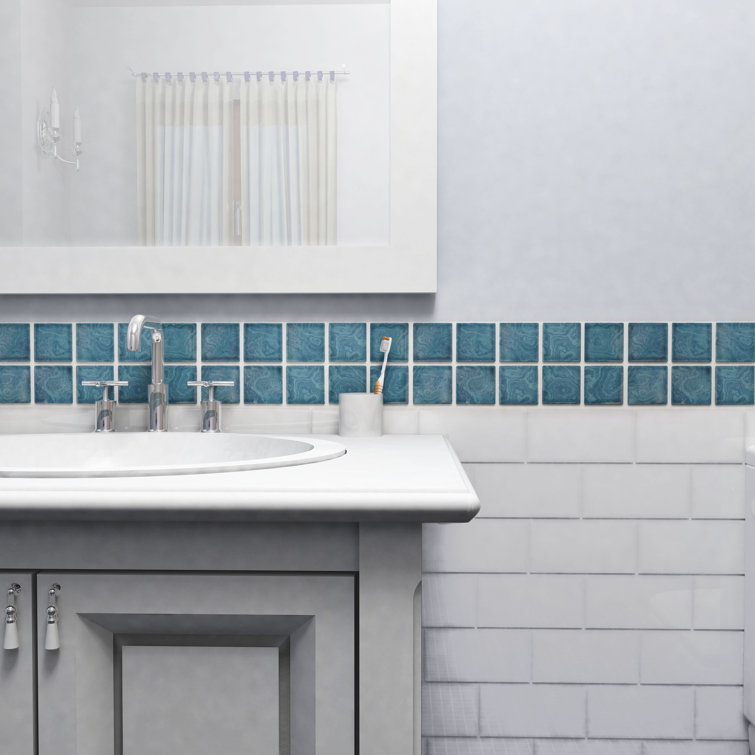 Coral Blue 12x12 Porcelain Mosaic Tile with Glossy Finish
