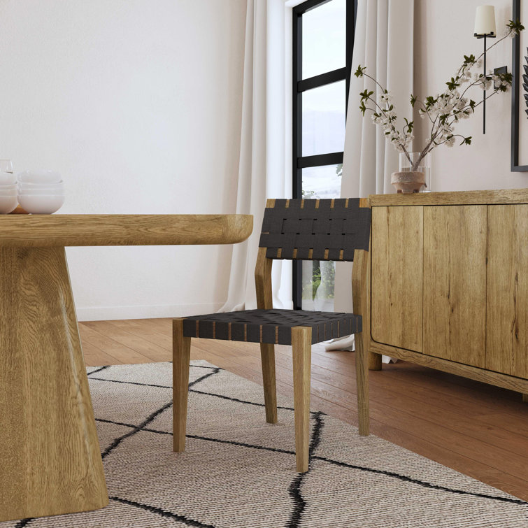 Charcoal Upholstered Oak Wood Side Chair