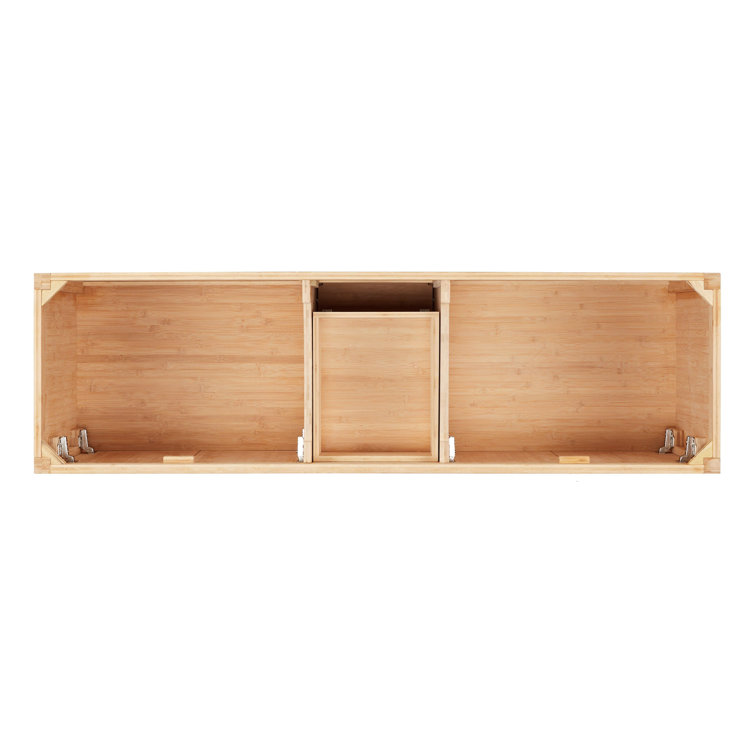 Burfield 72" White Bamboo Double Bathroom Vanity Base