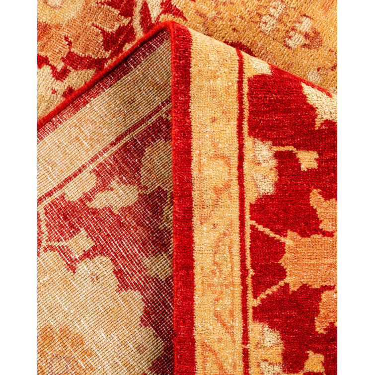 Handmade Red Wool Rectangular Area Rug 6'0" x 9'2"