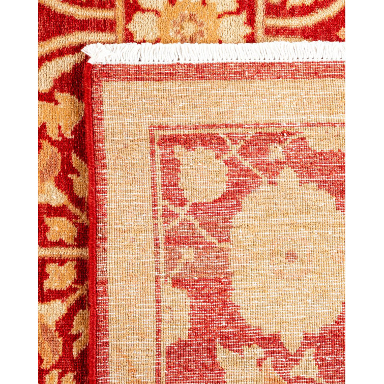 Handmade Red Wool Rectangular Area Rug 6'0" x 9'2"
