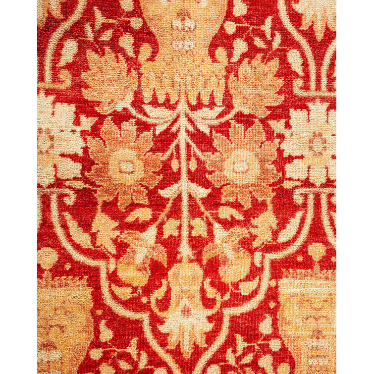 Handmade Red Wool Rectangular Area Rug 6'0" x 9'2"