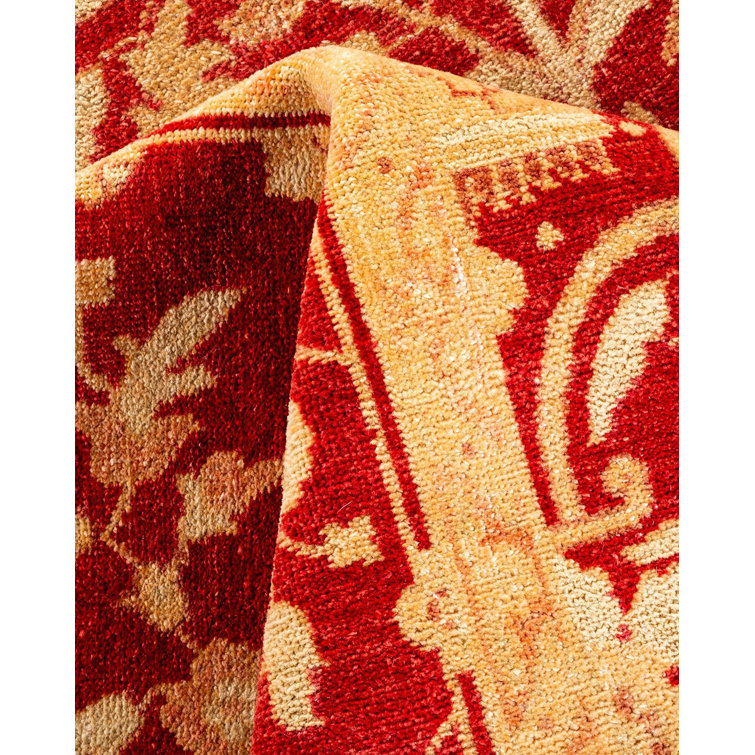 Handmade Red Wool Rectangular Area Rug 6'0" x 9'2"