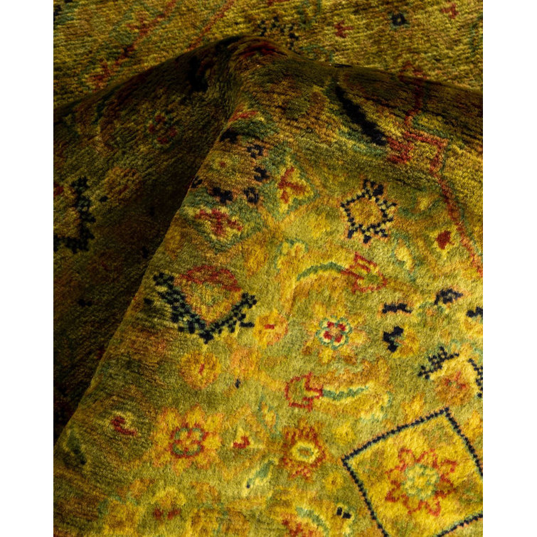 Handmade Gold Wool Round Area Rug 6'2" x 6'4"