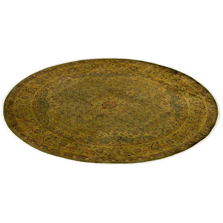 Handmade Gold Wool Round Area Rug 6'2" x 6'4"