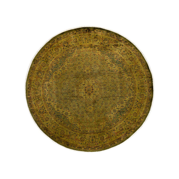 Handmade Gold Wool Round Area Rug 6'2" x 6'4"