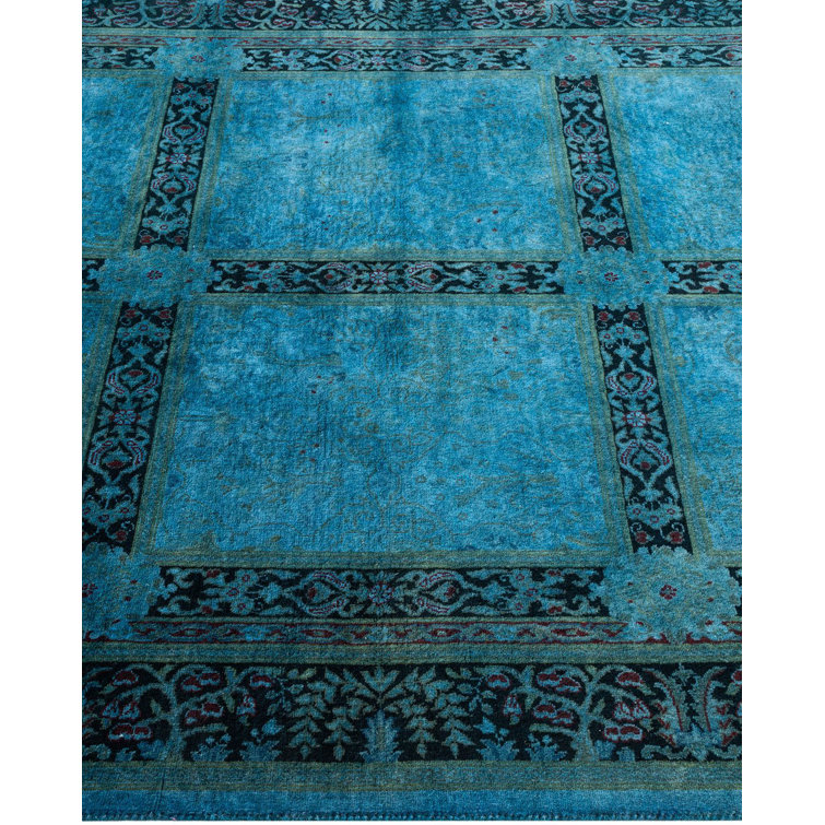 Hand-Knotted Blue Wool Rectangular Area Rug 4' 1" x 6' 4"