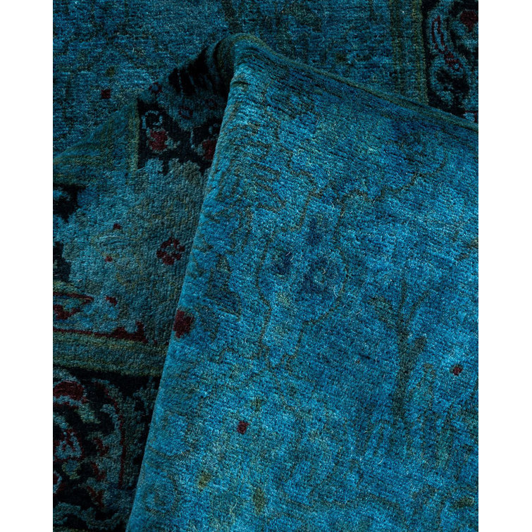 Hand-Knotted Blue Wool Rectangular Area Rug 4' 1" x 6' 4"