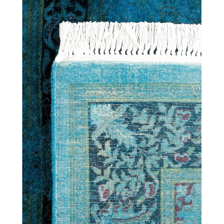 Hand-Knotted Blue Wool Rectangular Area Rug 4' 1" x 6' 4"